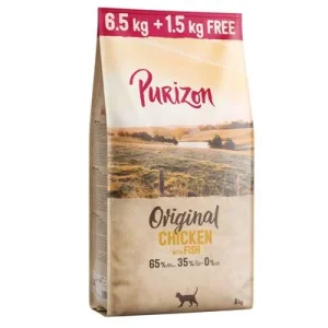Purizon 8 kg pienso para gatos en oferta: 6,5 + 1,5 kg ¡gratis! Original Pollo con pescado, sin cereales