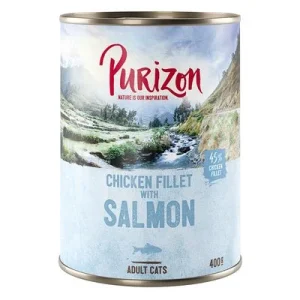 Purizon Adult 12 x 400 g para gatos, sin cereales - Pack Ahorro Filete de pollo con salmón