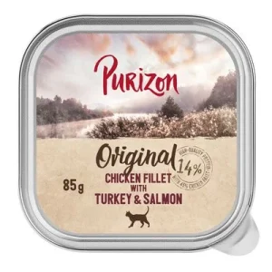 Purizon Original 6 x 85 g comida húmeda para gatos, sin cereales Filete de pollo con pavo y salmón