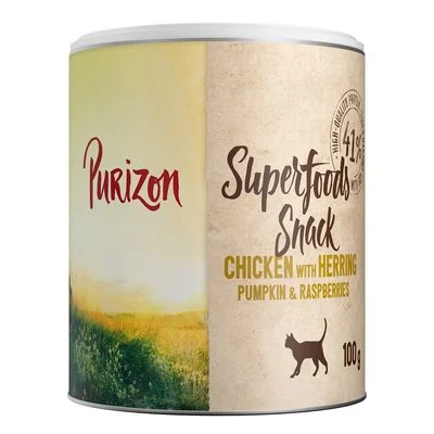 Purizon Superfood Snacks para gatos 100 g 100 g - Pollo con arenque, calabaza y frambuesas