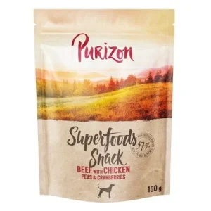 Purizon Superfoods Snacks para perros 100 g 100 g - Vacuno con pollo, guisantes y arándanos