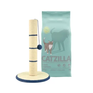 Rascador poste TK-Pet + 2 kg Pienso Catzilla adulto esterilizado para gatos ¡Pack Ahorro!
