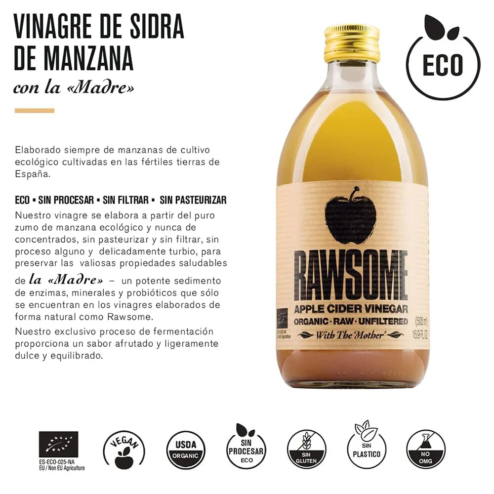 Rawsome Vinagre de Sidra de Manzana turbio 500 ml - Image 2