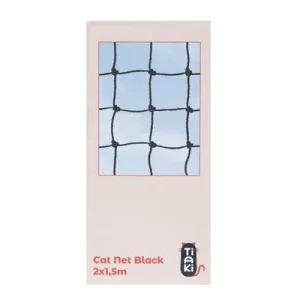 Red de seguridad TIAKI reforzada con alambre, negra para gatos 2 x 1,5 m
