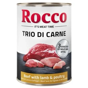 Rocco Classic Trio di Carne - 24 x 400 g - Pack Ahorro Vacuno con cordero y ave