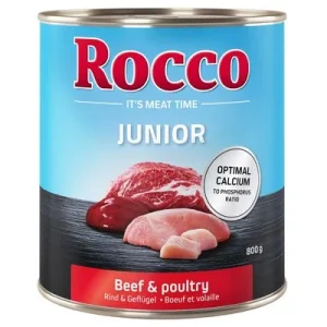 Rocco Junior 12 x 800 g - Pack Ahorro Ave con vacuno