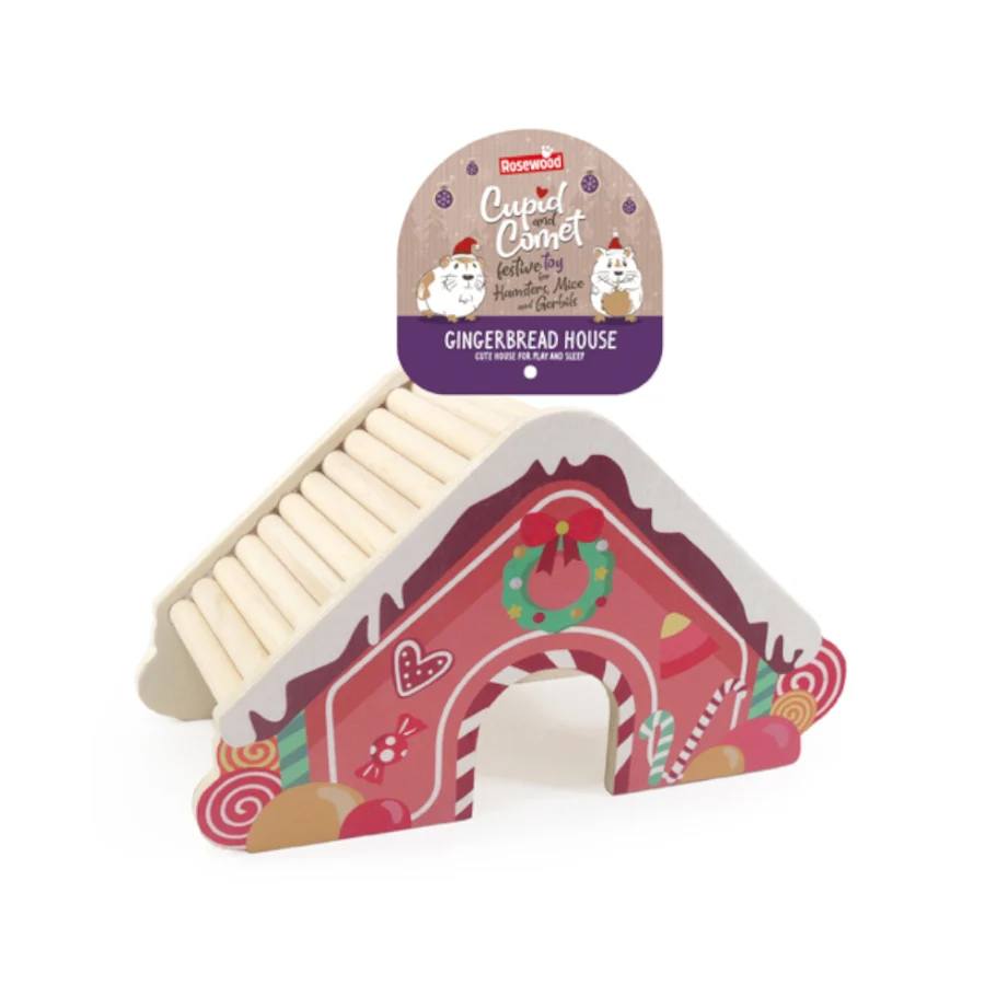Rosewood Wooden Christmas Gingerbread House Caseta de Madera para roedores - Image 2