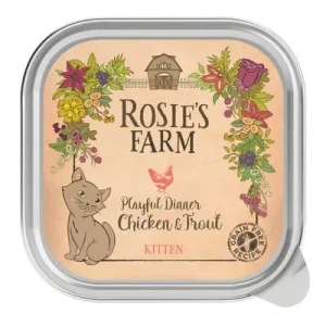Rosie's Farm 32 x 100 g - Pack Ahorro Kitten: Pollo y trucha
