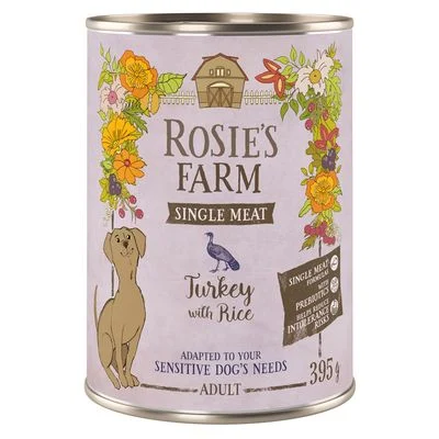 Rosie's Farm Single Meat Adult 6 x 395 g Pavo y arroz
