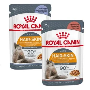 Royal Canin salsa y gelatina 24 x 85 g - Pack Ahorro mixto Hair & Skin en salsa y en gelatina