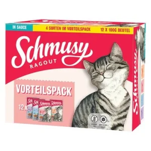 Schmusy Ragout en salsa 12 x 100 g Mix (4 variedades)