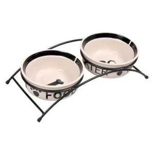 Set de comederos Eat on Feet Trixie con soporte 2 x 0,6 litros, diámetro 15 cm