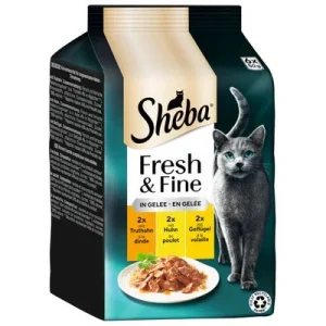 Sheba Fresh & Fine en bolsitas 12 x 50 g - Pack Ahorro Pavo, pollo y ave en gelatina