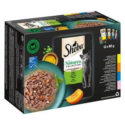 Sheba Nature's Collection en Salsa 144 x 85 g - Megapack Ahorro Variedad deliciosa (pollo, pavo, atún, salmón)