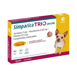 Simparica Trio 1.25 a 2.5 Kg 1 Dosis Masticable