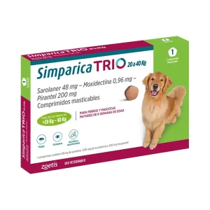Simparica Trio 20 a 40 Kg 1 Dosis Masticable