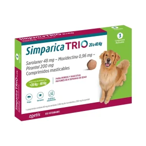 Simparica Trio 20 a 40 Kg 3 Dosis Masticables