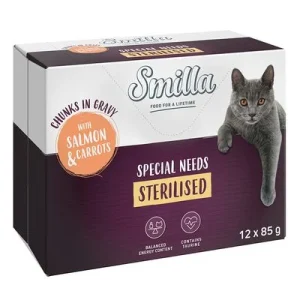 Smilla Bocaditos Sterilised en bolsitas con verduras Salmón y zanahorias (12 x 85 g)