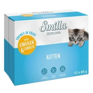 Smilla Bolsitas Kitten bocaditos en salsa con verduras Pollo y zanahorias (12 x 85 g)