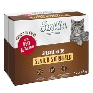 Smilla Bolsitas Senior Sterilised Bocaditos en salsa con verduras Vacuno y zanahorias (12 x 85 g)