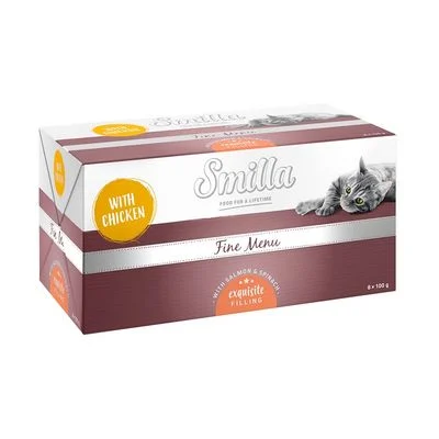 Smilla Fine Menu con delicioso relleno 8 x 100 g Pollo y salmón con espinacas