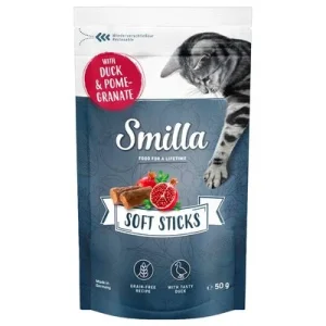 Smilla Soft Sticks snacks para gatos 3 x 50 g - Pack Ahorro Pato y granada