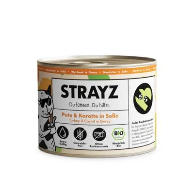 STRAYZ BIO Cat 6 x 200 g Pavo ecológico y zanahoria ecológica en salsa