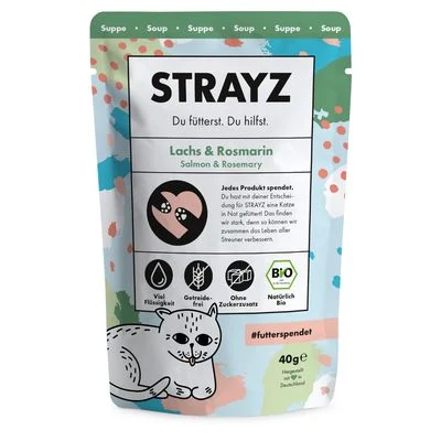 STRAYZ BIO Sopa 14 x 40 g Salmón ecológico y romero ecológico