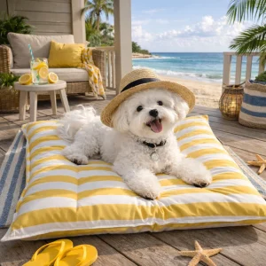 Summer Vibes Cama Rectangular Refrescante Amarilla para perros