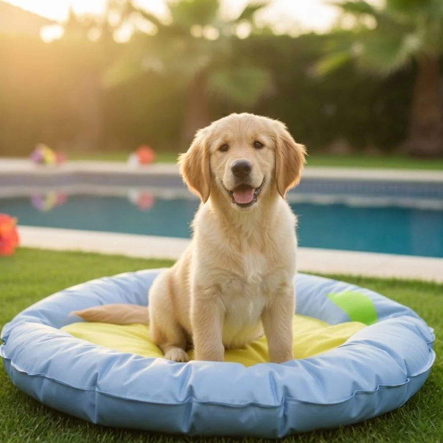 Summer Vibes Cama Refrescante Azul para perros