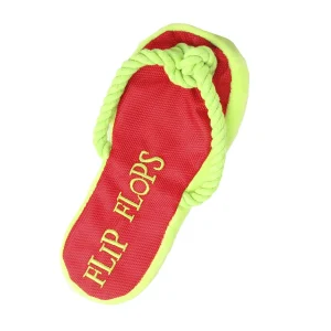 Summer Vibes Flip Flop Chancleta con Cuerda Verde y Rojo Juguete para perros