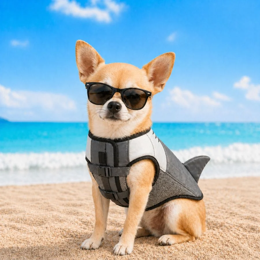 Summer Vibes Tiburón Chaleco Salvavidas para perros
