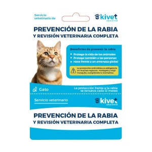 Tarjeta de prevención de la rabia + revisión veterinaria completa para gato