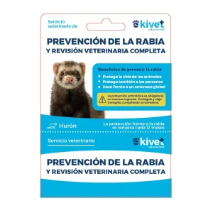 Tarjeta de prevención de la rabia + revisión veterinaria completa para hurones