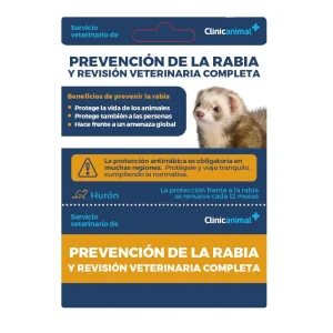 Tarjeta de prevención de la rabia + revisión veterinaria completa para hurones