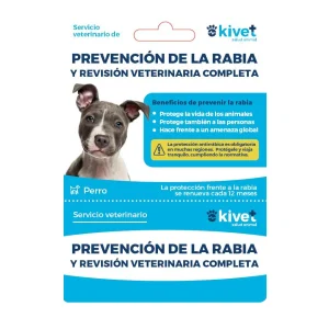 Tarjeta de prevención de la rabia + revisión veterinaria completa para perro