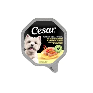 Tarrinas Cesar para perros Huerta Pollo y verduritas indicada para razas pequeñas por ser una comida húmedas, sabrosa muy nutritiva y digestiva.
