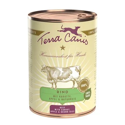 Terra Canis Classic 12 x 400 g - Pack Ahorro Vacuno con zanahoria, manzana y arroz integral