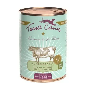 Terra Canis sin cereales 12 x 400 g - Pack Ahorro Vacuno con calabacín, calabaza y orégano