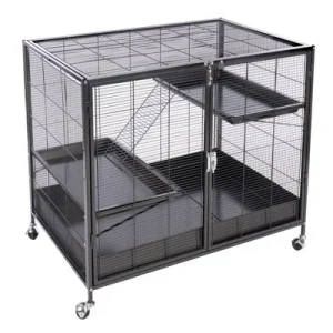 TIAKI Jaula para animales pequeños con niveles Jaula principal: 93,5 x 63 x 84 cm (L x An x Al)
