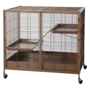 TIAKI jaula para animales pequeños Étagère, caramelo Jaula principal: 93,5 x 63 x 84 cm (L x An x Al)