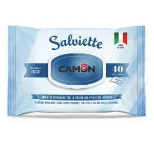 Toallitas de talco Camon para el cuidado del pelo de perros y gatos 40 piezas