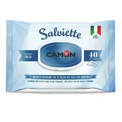 Toallitas de talco Camon para el cuidado del pelo de perros y gatos 40 piezas