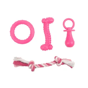 Tootoy! Chew Teething Set Rosa de mordedores para cachorros