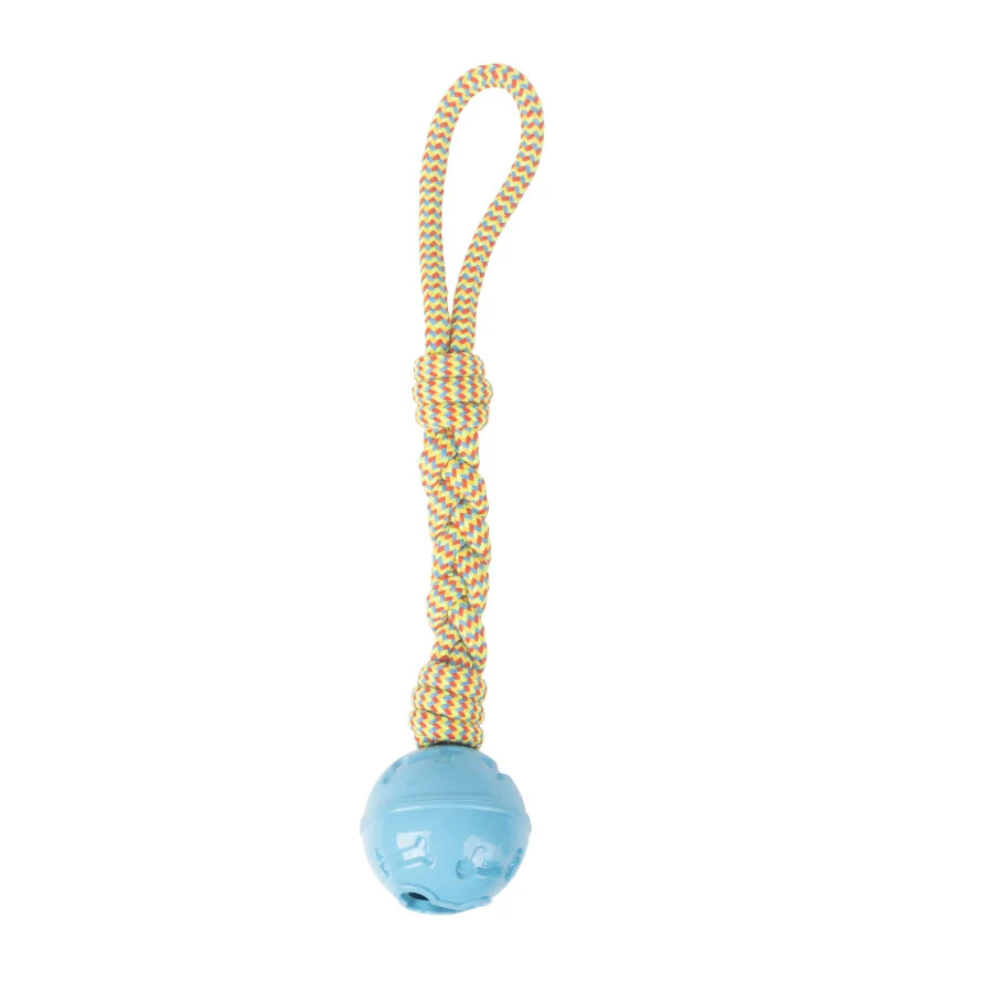 Tootoy! Pull Rope & Treatball Azul pelota con cuerda y portapremios para perros