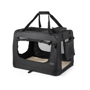 Transportín Lionto de tela, negro 61 x 90 x 65 cm (An x Prof x Al)
