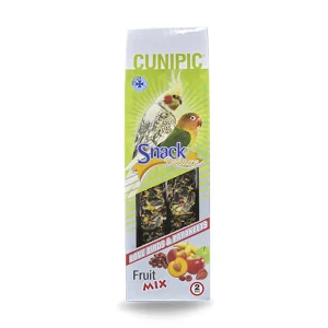 Tu mascota se merece un snack delicioso y cargado de nutrientes que mejoren su día a día como Cunipic Fruit Mix snack para agapornis y ninfas.