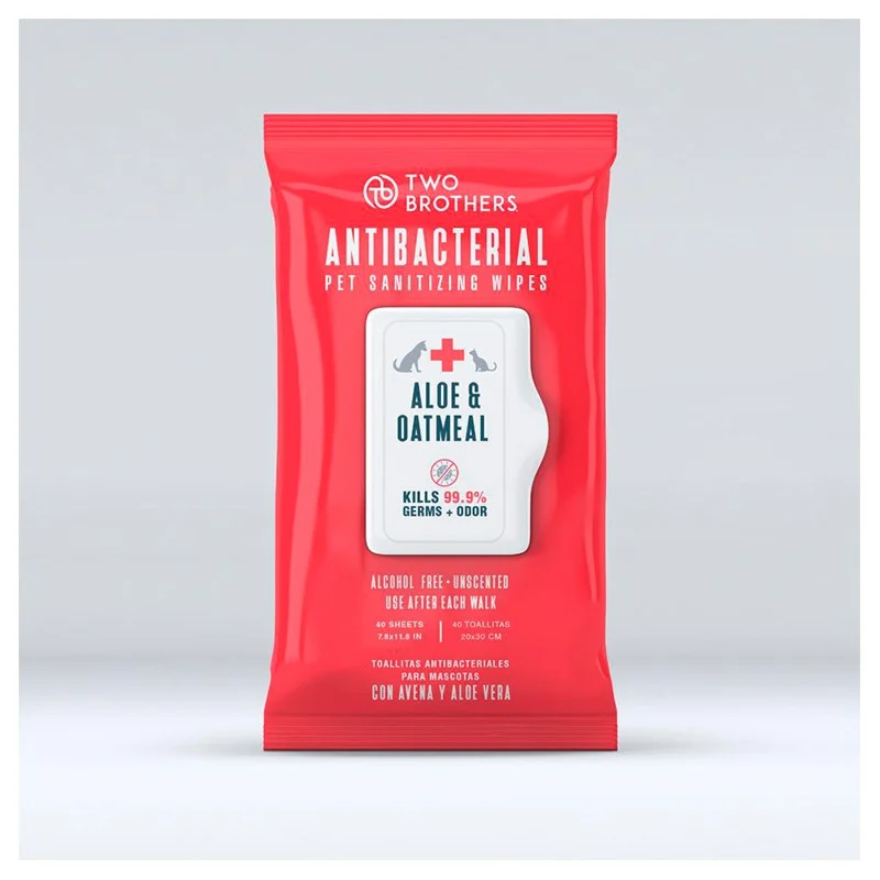 TWO BROTHERS ANTIBACTERIAL WIPES 40 UNIDADES