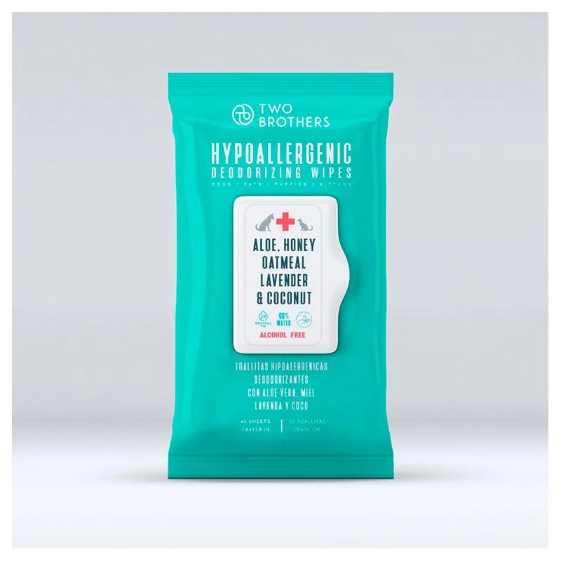 TWO BROTHERS HYPOALLERGENIC WIPES 40 UNIDADES - Image 2