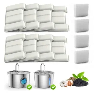 UAMLY Fuente de agua para gatos de acero inoxidable elemento de filtro (8+4)